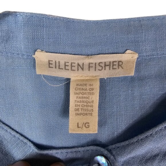 Eileen‎ Fisher Organic Linen Button-Up Shirt L Light Blue Ethical Lagenlook - Picture 3 of 9